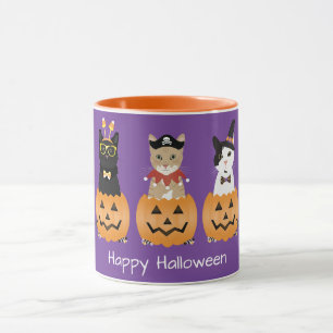 Caneca Feliz Dia das Bruxas Cats Jack O Lanterna