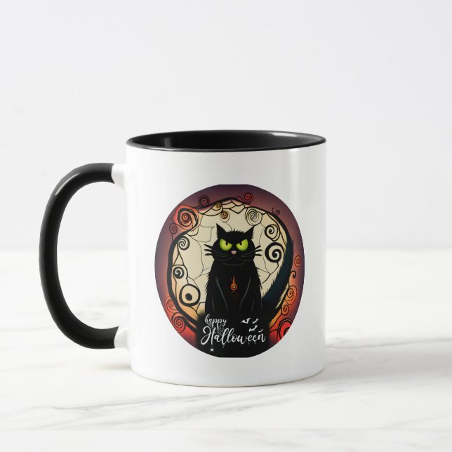 Caneca Feliz Dia das Bruxas, Gato Preto e Bonito (Esquerda)