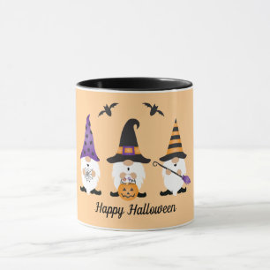 Caneca Feliz Dia das Bruxas Gnomos Roxo Laranja