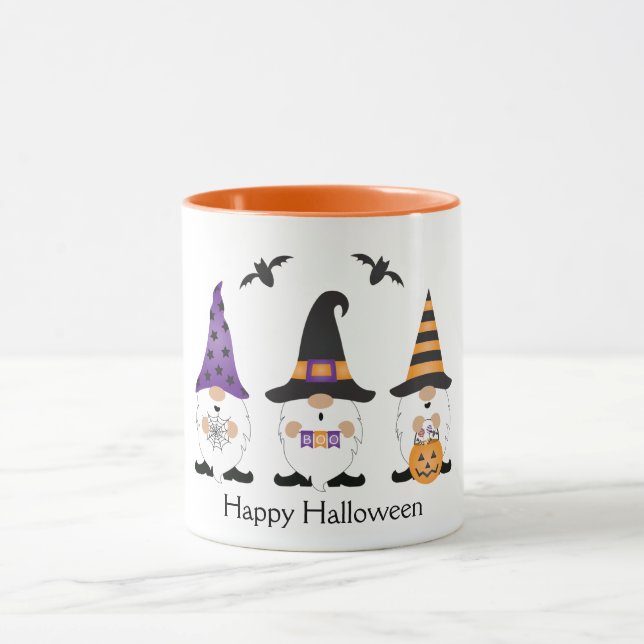 Caneca Feliz Dia das Bruxas Gnomos Roxo Laranja (Centro)