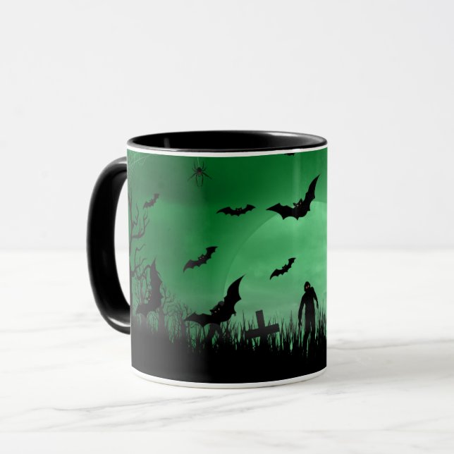 Caneca Feliz Dia das Bruxas, Zombie Noite Mug | Spooky (Frente Esquerda)