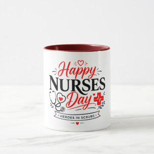 Caneca Feliz dia das enfermeiras heróis de uniforme