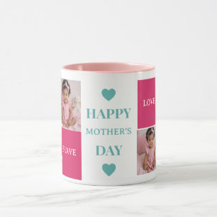 Caneca Feliz Dia das Mães 4 Foto Rosa e Verde