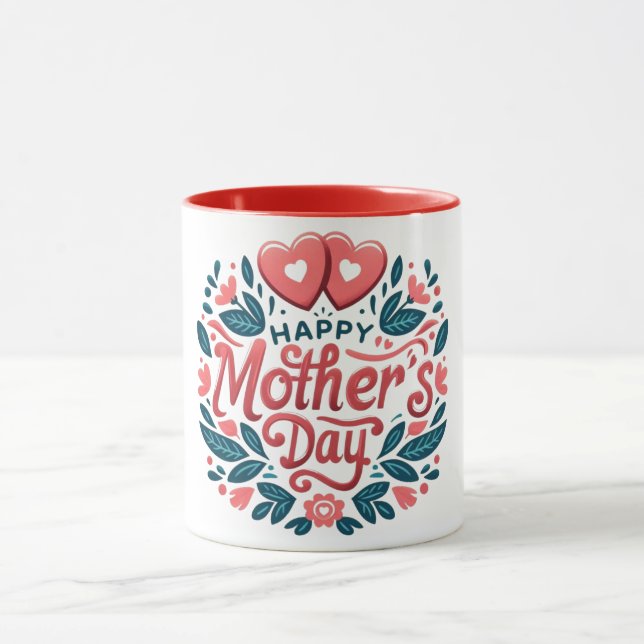 Caneca Feliz Dia das Mães - Coração Botânico & Letra (Centro)