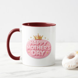 Caneca Feliz Dia das Mães Coroa Fonte Bolha
