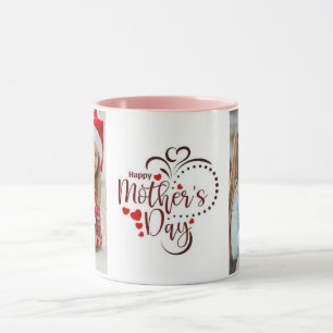 Caneca Feliz dia das mães Elegante Colagem de 2 Fotos S
