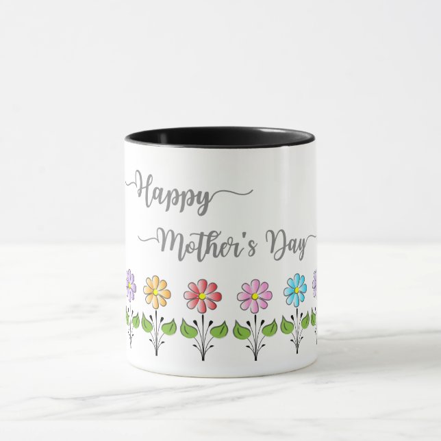 Caneca Feliz Dia das Mães, Flores, Amo-te Mãe (Centro)