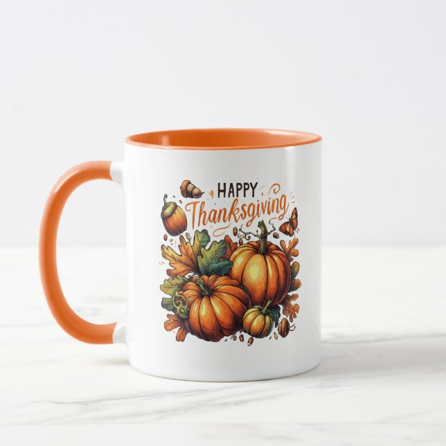 Caneca Feliz Dia de Ação de Graças Pumpkin (Esquerda)
