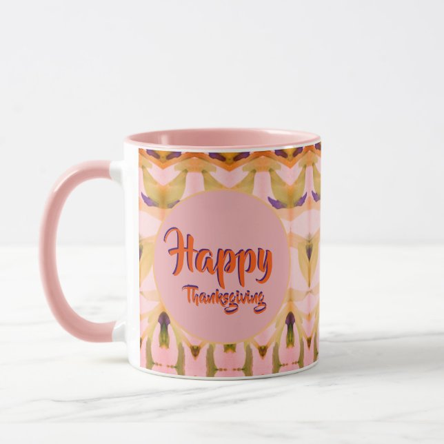 Caneca Feliz Dia de Ação de Graças Rosa (Esquerda)
