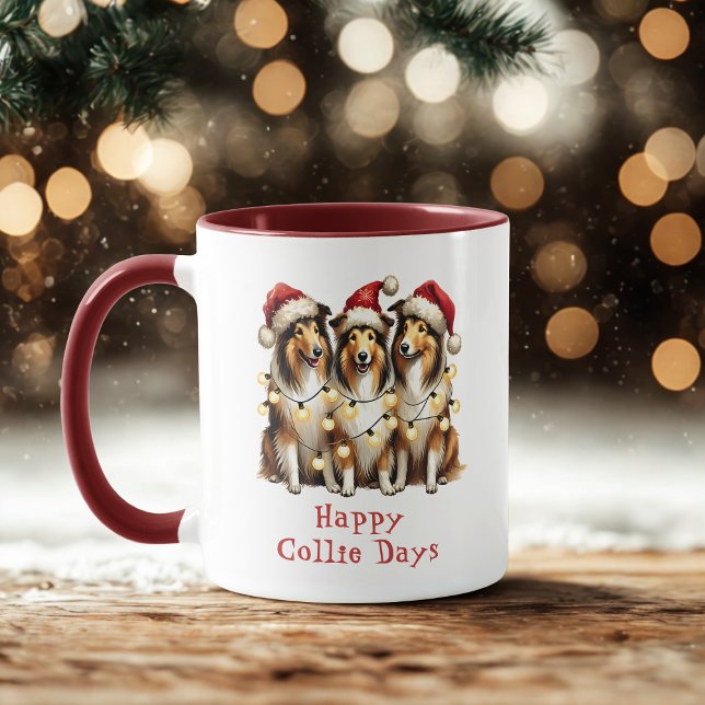 Caneca Feliz dia de collie café de Natal (Criador carregado)