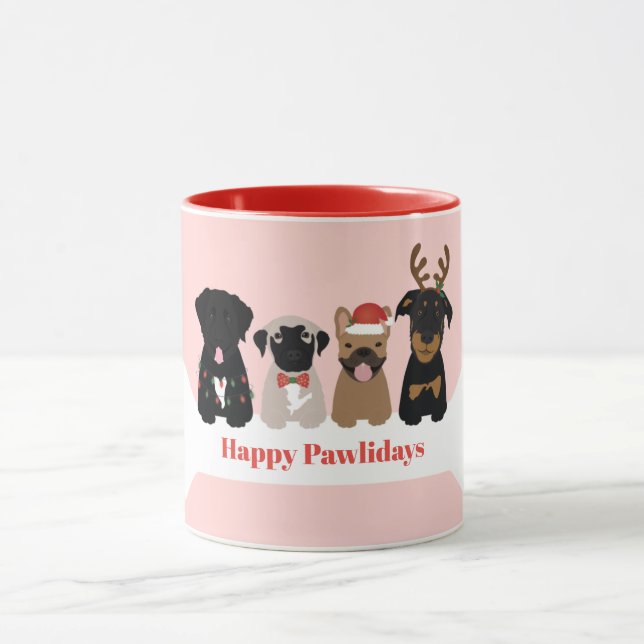 Caneca Feliz Dia de Natal Cachorros (Centro)