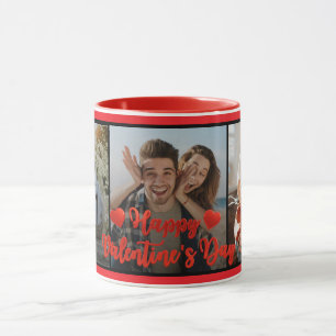 Caneca Feliz dia de os namorados   Coração preto e vermel