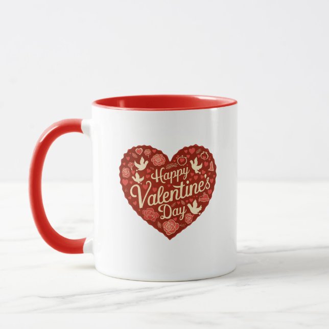 Caneca Feliz dia de os namorados Red Heart (Esquerda)