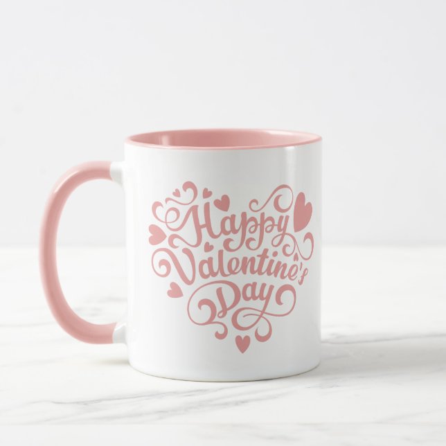 Caneca Feliz dia de os namorados Rosa Moderno (Esquerda)