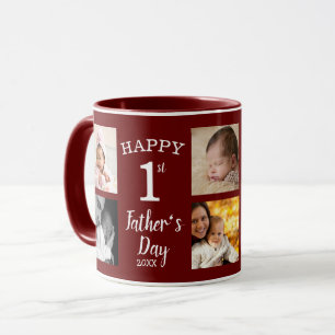 Caneca Feliz Dia de os pais 8 Foto Collage Red