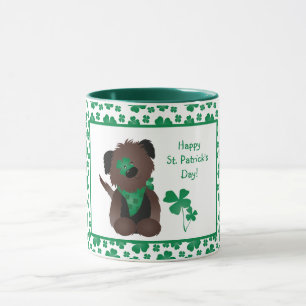 Caneca Feliz Dia de São Patrício Cachorro Quatro Folha Ve