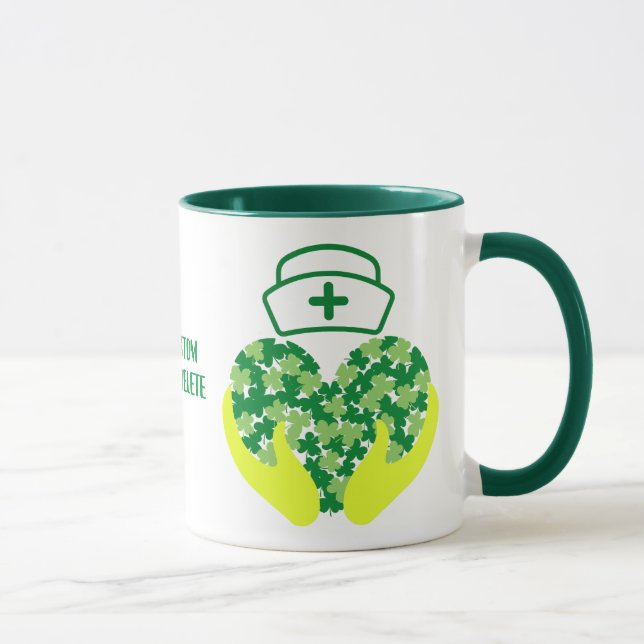 Caneca Feliz Dia de São Patrício Enfermeiro Shamrock Clov (Direita)