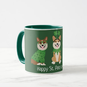 Caneca Feliz Dia de São Patrício Pembroke Welsh Corgi Dog