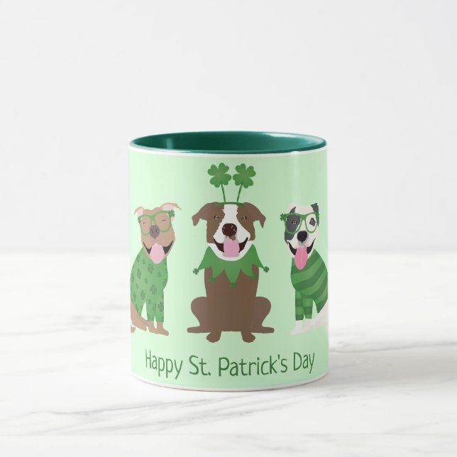 Caneca Feliz Dia de São Patrício Pit Bull Cães (Centro)