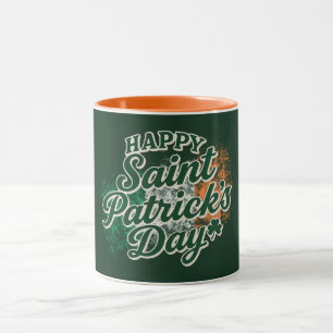 Caneca Feliz dia de São Patrício retrô