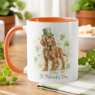 Caneca Feliz Dia de São Patrício Setter Irlandês