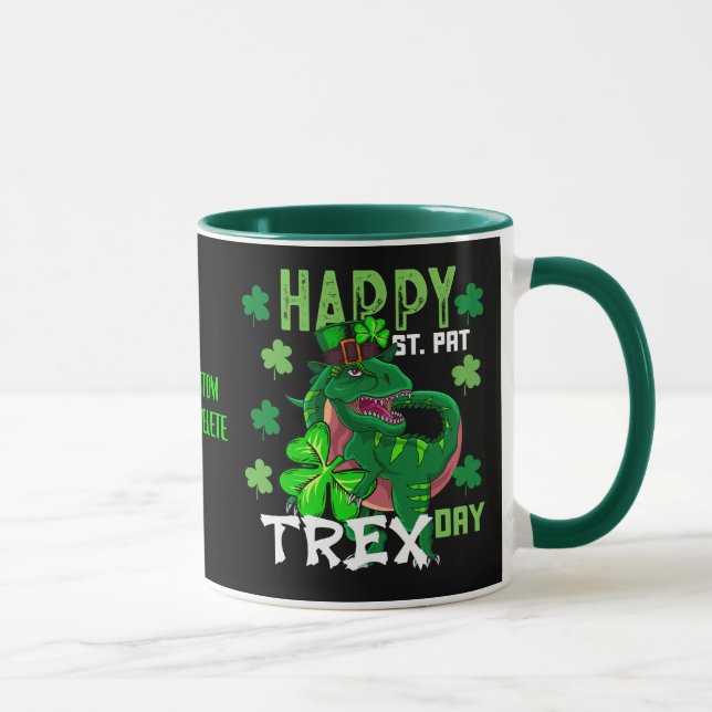 Caneca Feliz Dia de São Patrício T-Rex Shamrock Clover (Direita)
