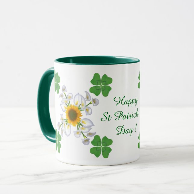 Caneca Feliz Dia de São Patrício ! Trevo com Calla (Frente Esquerda)