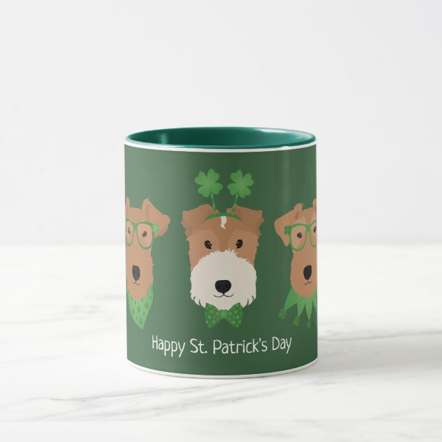 Caneca Feliz Dia de São Patrício Welsh Wire Fox Terrier D (Centro)