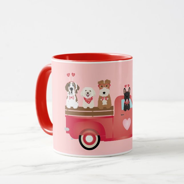 Caneca Feliz Dia dos Namorados Comprando Cachorros Adoráv (Frente Esquerda)