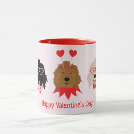 Caneca Feliz Dia dos Namorados Mini Cachorros Dourados