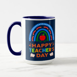 Caneca Feliz Dia dos Professores Rainbow & Apple Coffee