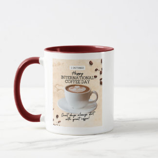 Caneca feliz dia internacional do café