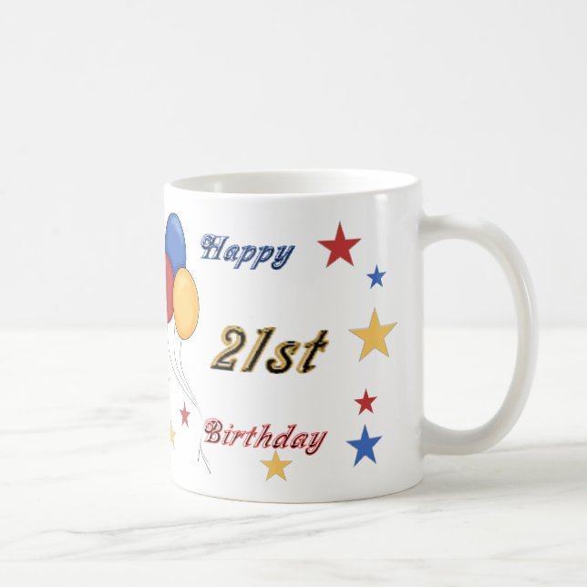 Caneca feliz do aniversário de 21 anos (Direita)