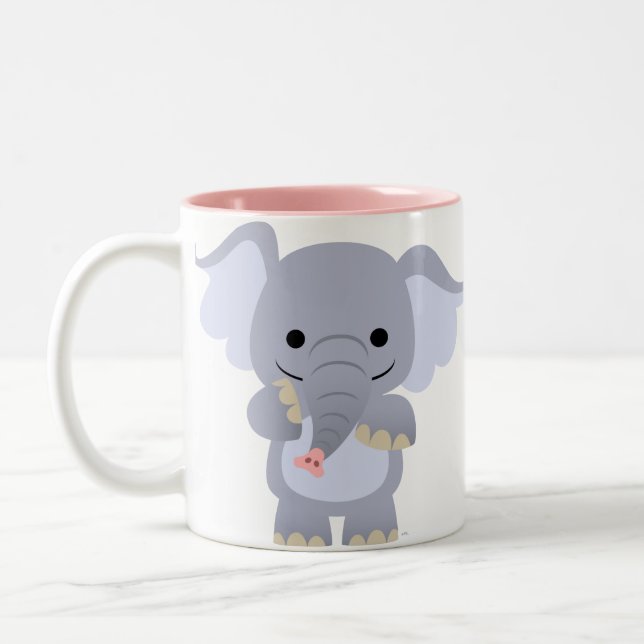 Caneca feliz do elefante dos desenhos animados (Esquerda)