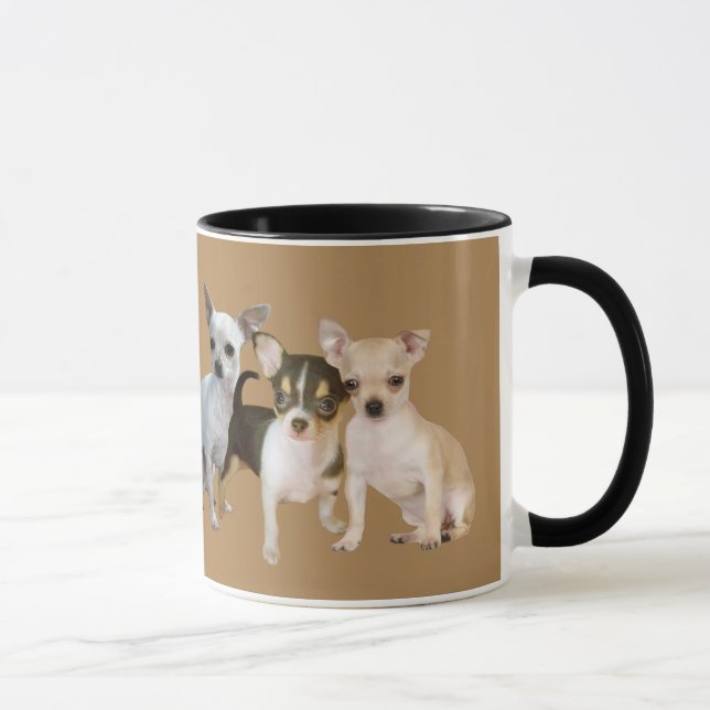 Caneca feliz do trio da chihuahua (Direita)