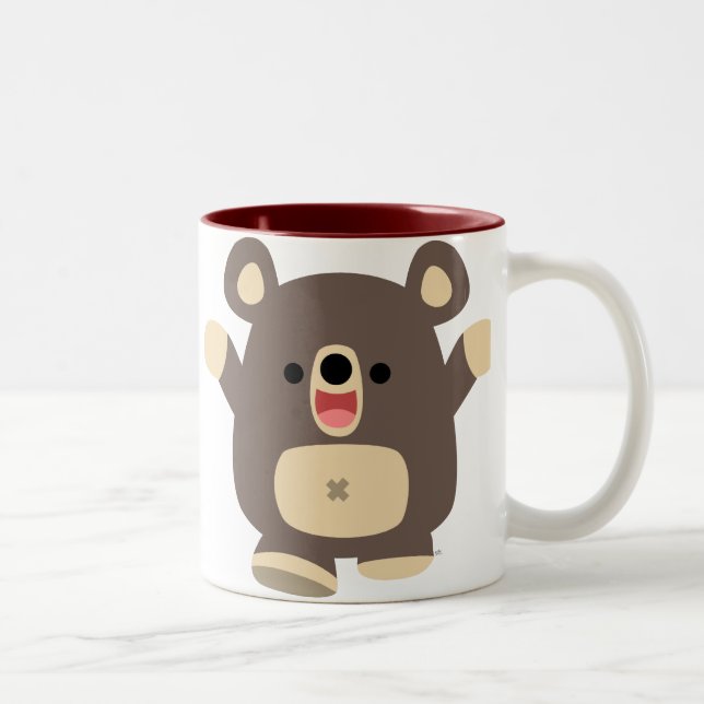 Caneca feliz do urso preto dos desenhos animados (Direita)