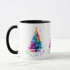Caneca Feliz e Árvore de Natal Bright Neon Branca