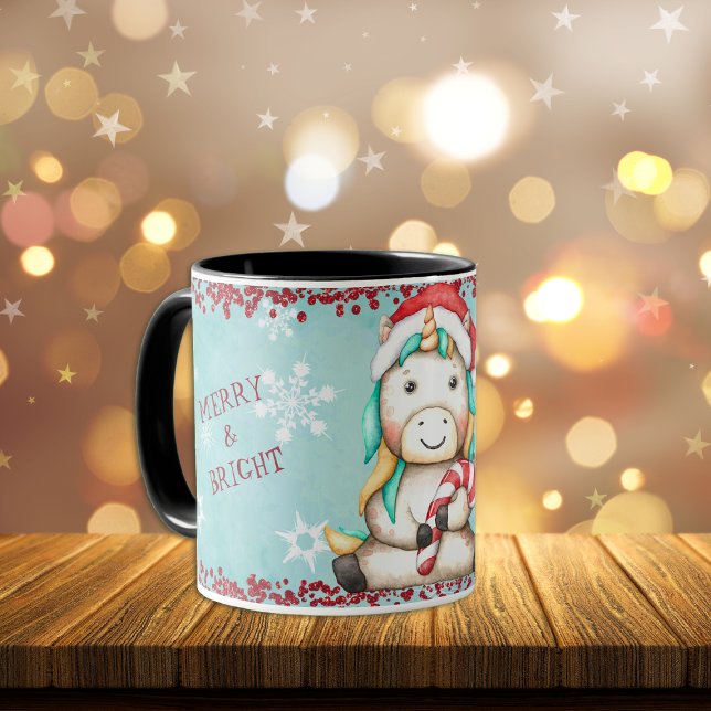 Caneca Feliz e Bright Christmas Unicorn Kids Mug (Criador carregado)