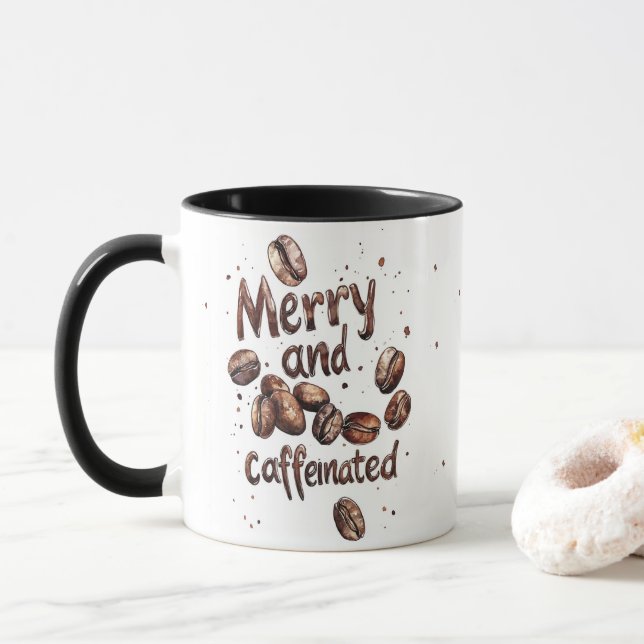 Caneca Feliz e café Cozy Natal Cafeinado Café (Com Donut)