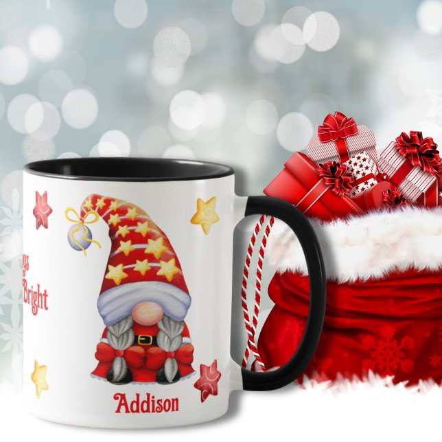 Caneca Feliz E Gnomo De Natal Brilhante (Criador carregado)