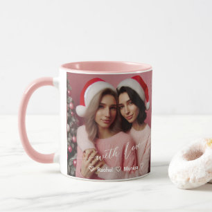 Caneca Feliz e Lésbica Brilhante Rosa Foto personalizad