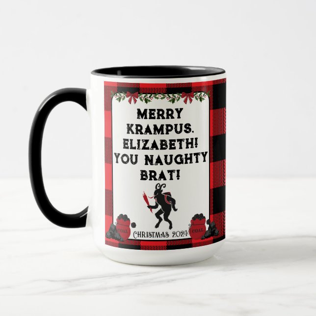 Caneca Feliz engraçada Krampus Personalizado Natal Person (Esquerda)