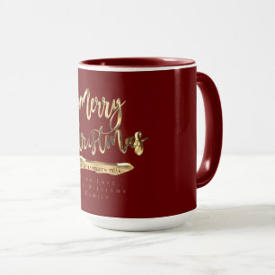 Caneca Feliz Feliz ano novo de Natal Elegante Vermelho Do