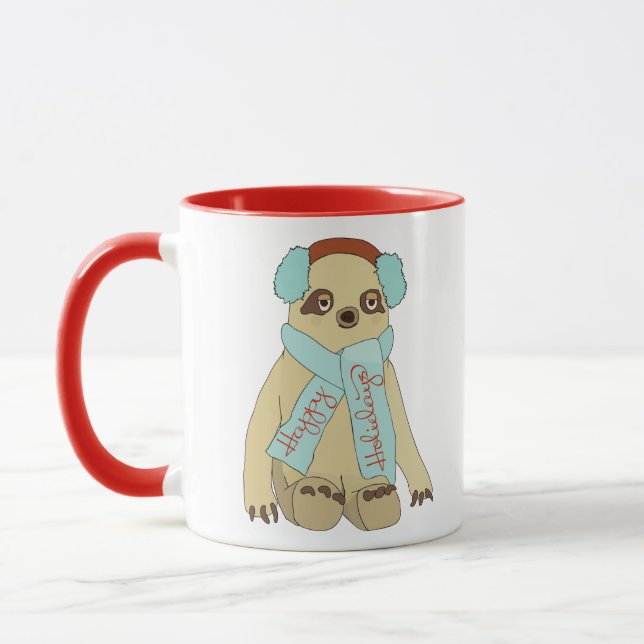 Caneca Feliz feriado Feliz Natal Lama Café Mug (Esquerda)