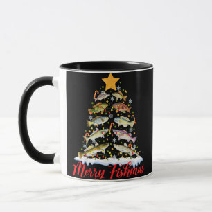 Caneca Feliz Fishmas Engraçado Árvore de Natal Luzes de P