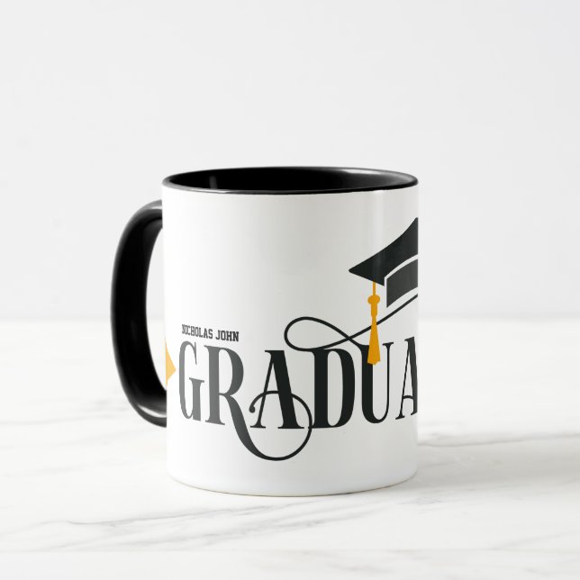Caneca feliz formatura personalize o nome Mug (Frente Esquerda)