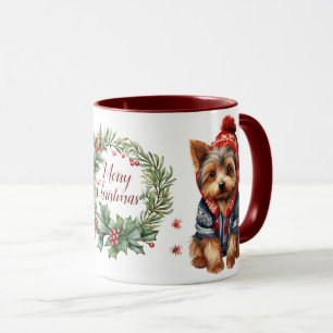 Caneca Feliz gentil Yorkshire Terrier Dog Christmas Mug