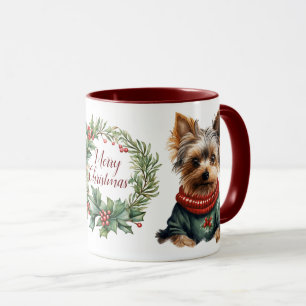 Caneca Feliz gentil Yorkshire Terrier Dog Christmas Mug