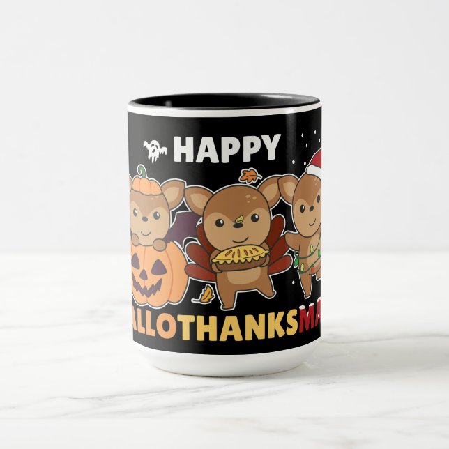 Caneca Feliz Hallothanksmas Deers de Natal Deers (Centro)