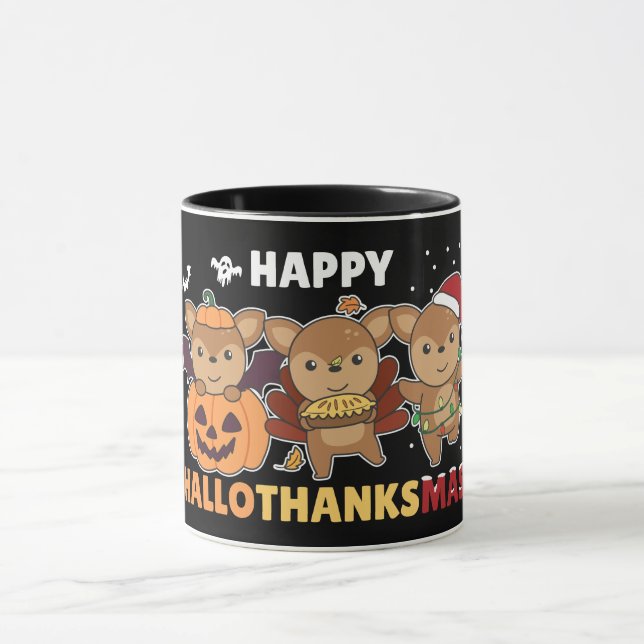 Caneca Feliz Hallothanksmas Deers de Natal Deers (Centro)